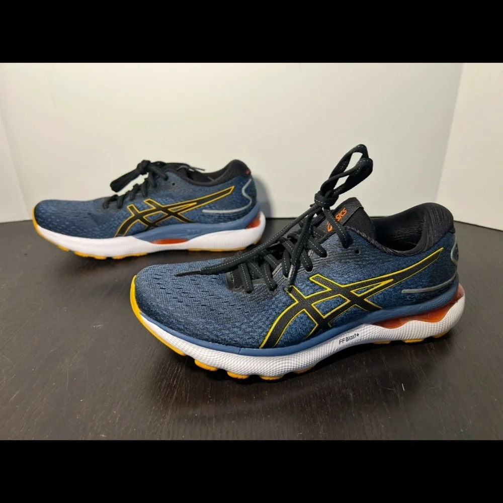 Asics Gel Nimbus 24 Running Shoes Sneakers Mens Azure/Amber Size 7.5